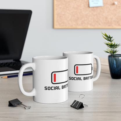 [Social Battery] 11oz Ceramic Mug